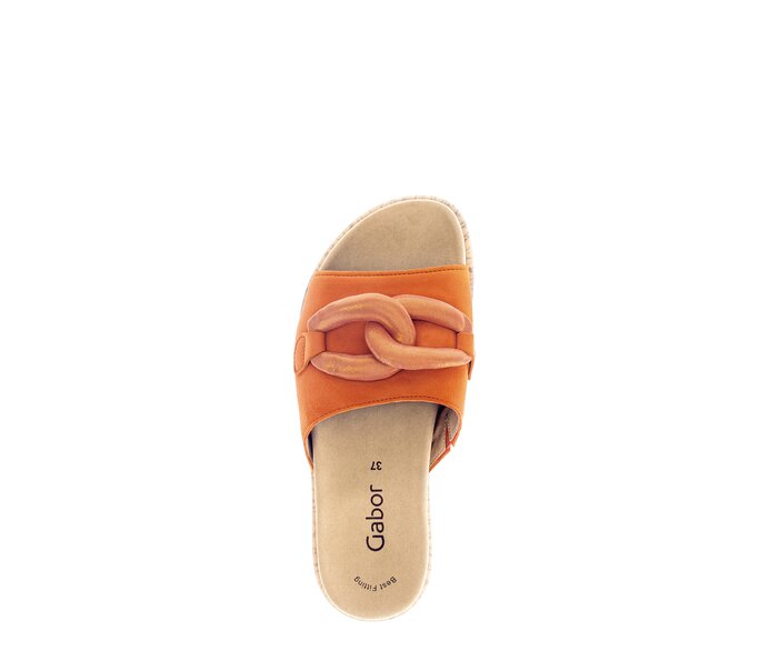 Gabor Damen  Pantolette Orange - Materialmix Leder