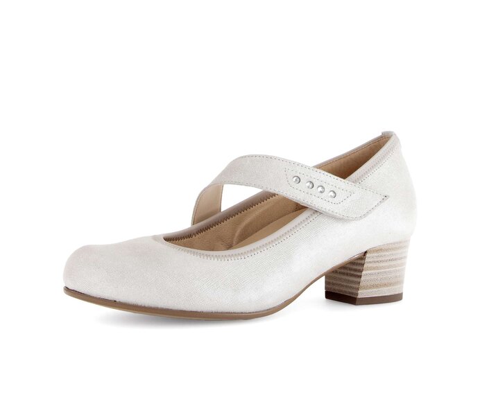 Gabor Damen  Spangenpumps Weiß - Effektleder