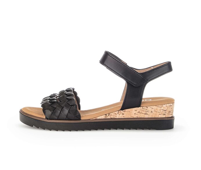 Gabor Damen Keilsandalette Schwarz - Glattleder