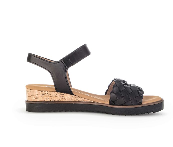Gabor Damen  Keilsandalette Schwarz - Glattleder