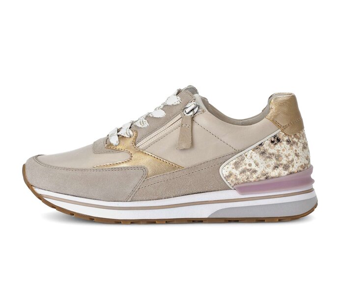 Gabor Damen Sneaker Low Beige - Materialmix Leder