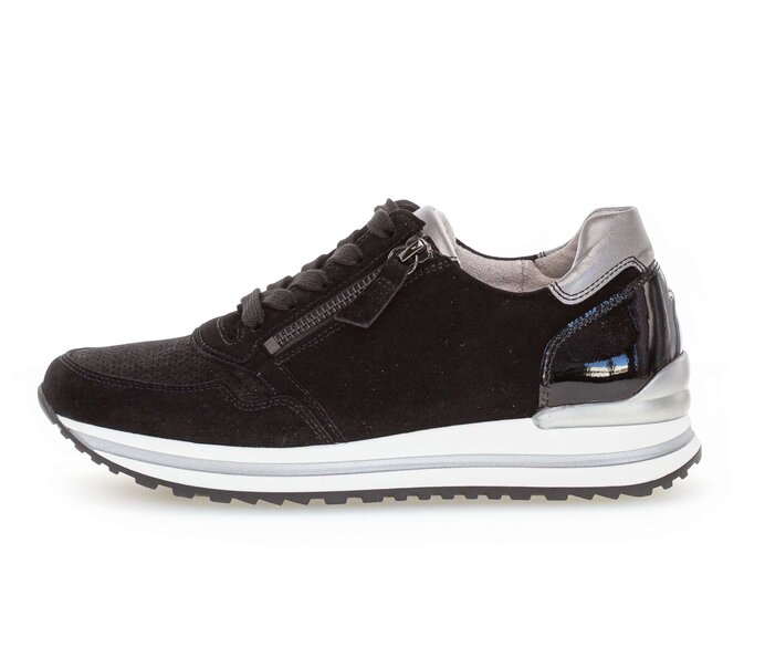 Gabor Damen Sneaker Low Schwarz - Materialmix Leder