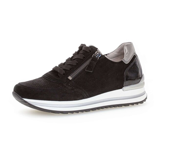 Gabor Damen  Sneaker Low Schwarz - Materialmix Leder