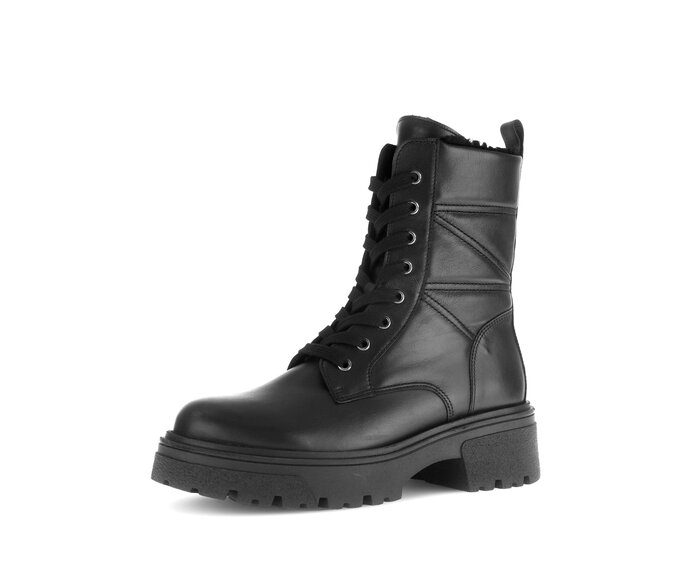 Gabor Damen  Schnürstiefelette Schwarz - Glattleder