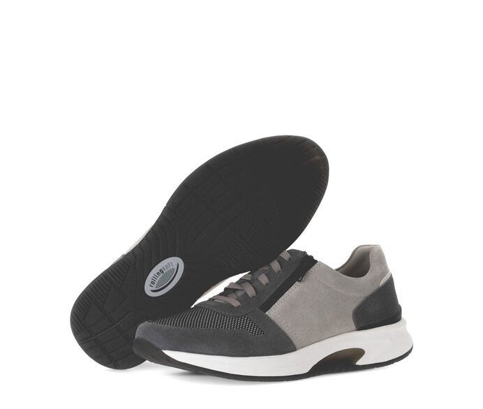Gabor Herren Rollingsoft Sneaker Low Grau - Materialmix Leder/Textil