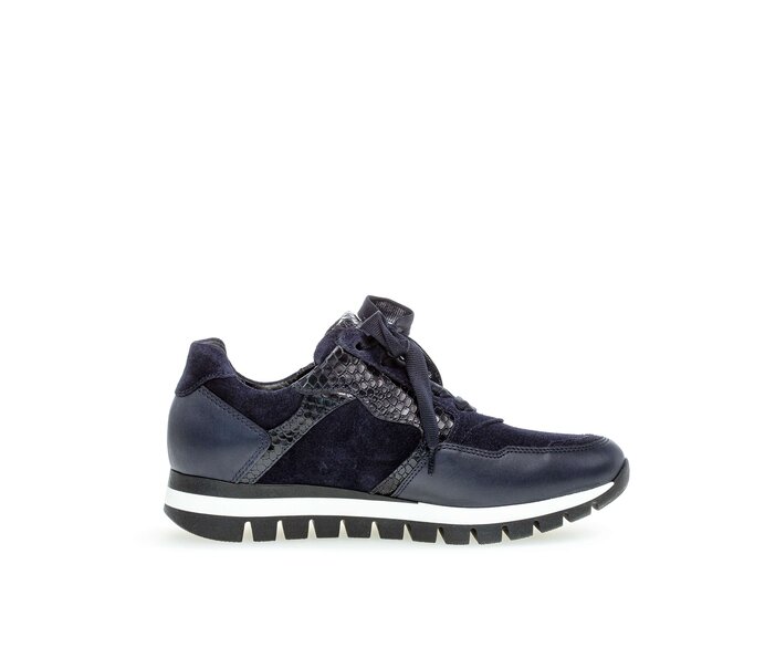 Gabor Damen  Sneaker Low Blau - Materialmix Leder