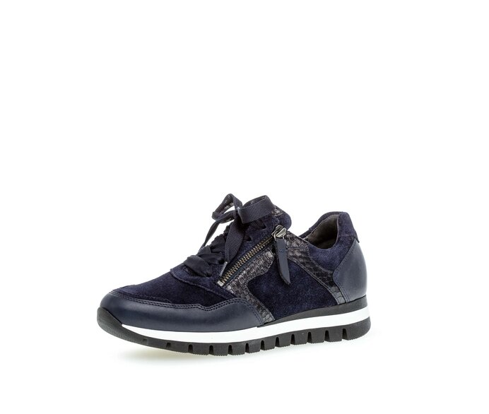 Gabor Damen  Sneaker Low Blau - Materialmix Leder