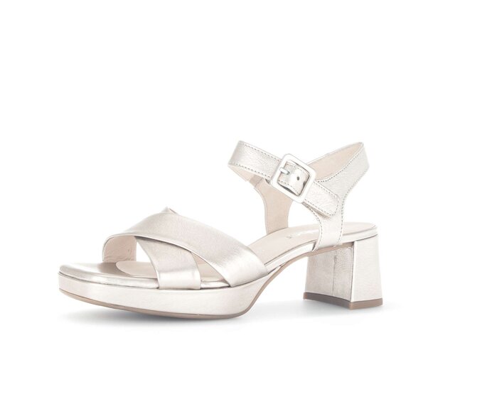 Gabor Damen  Plateau Sandale Gold - Effektleder