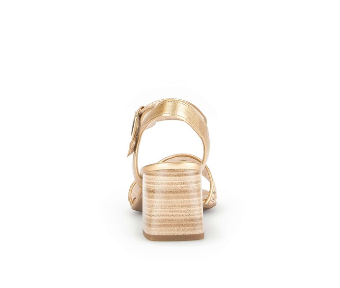 Gabor Damen  Riemchensandale Gold - Materialmix Leder/Lederimitat