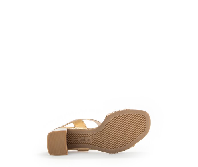 Gabor Damen  Riemchensandale Gold - Materialmix Leder/Lederimitat