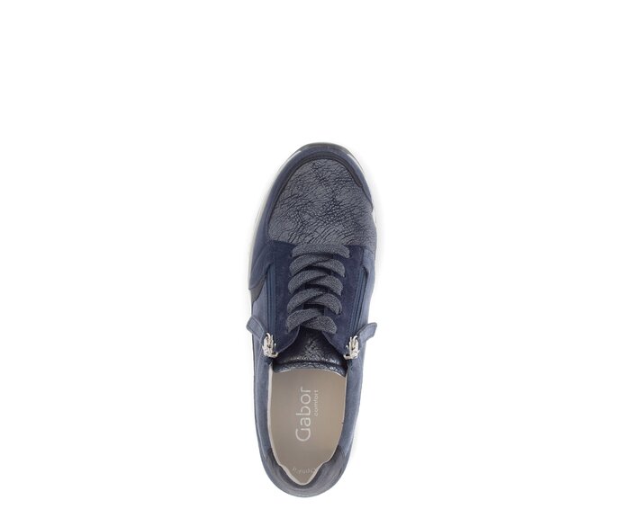 Gabor Damen  Sneaker Low Blau - Materialmix Leder/Lederimitat