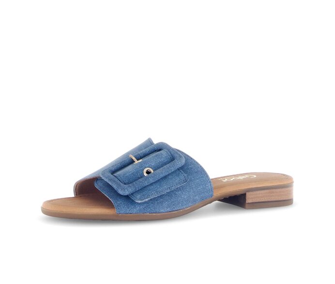 Gabor Damen  Pantolette Blau - Materialmix Leder