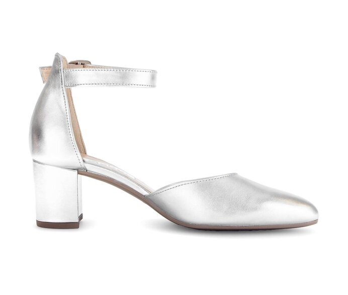 Gabor Damen  Spangenpumps Silber - Effektleder