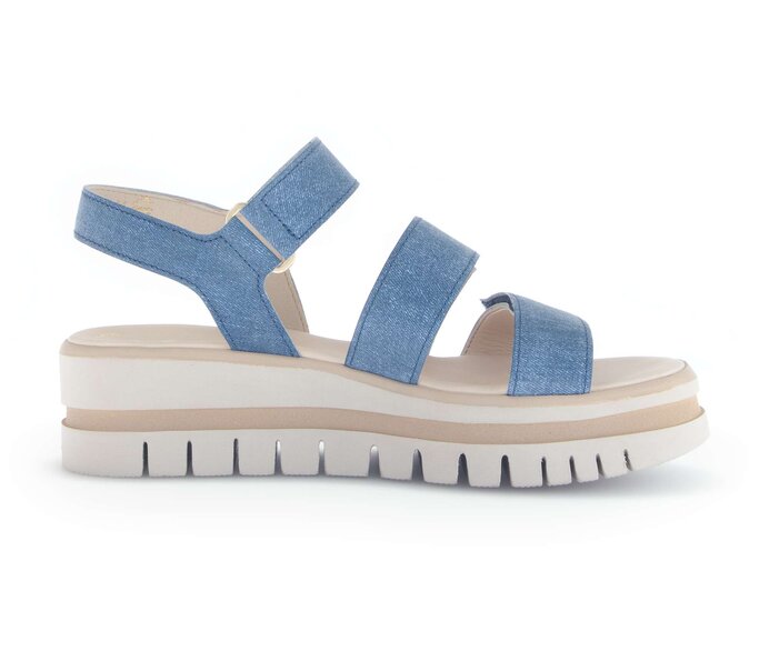 Gabor Damen  Plateau Sandale Blau - Rauleder