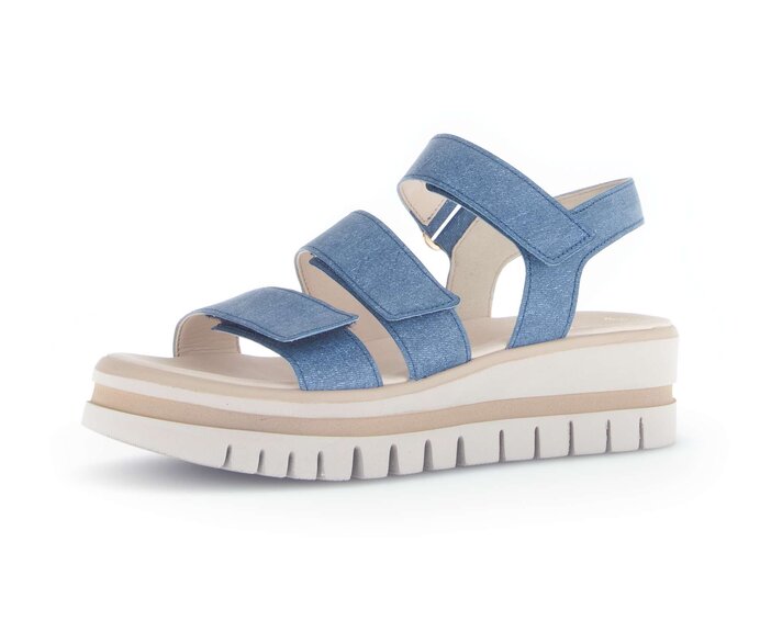 Gabor Damen  Plateau Sandale Blau - Rauleder