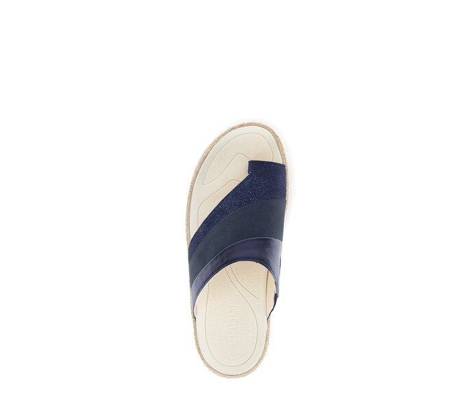 Gabor Damen  Zehentrenner Blau - Materialmix Leder