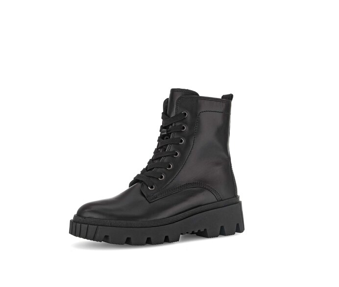Gabor Damen  Schnürstiefelette Schwarz - Glattleder
