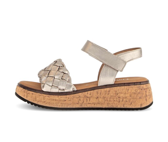 Gabor Damen Plateau Sandale Gold - Effektleder