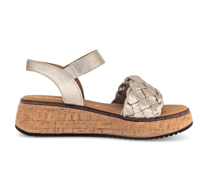 Gabor Damen  Plateau Sandale Gold - Effektleder