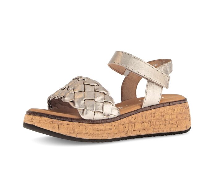 Gabor Damen  Plateau Sandale Gold - Effektleder