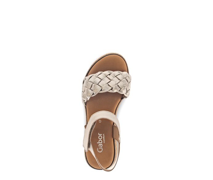 Gabor Damen  Plateau Sandale Gold - Effektleder