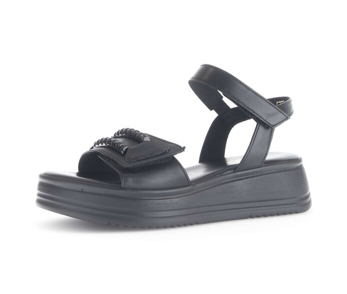Gabor Damen  Plateau Sandale Schwarz - Glattleder