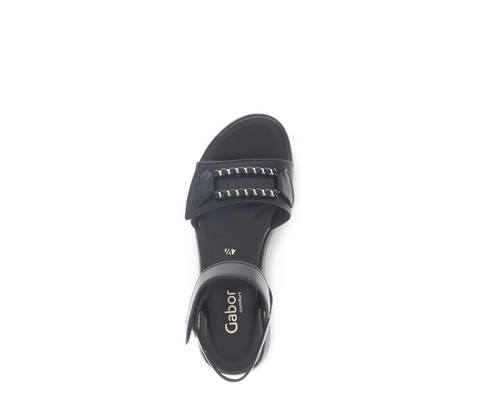 Gabor Damen  Plateau Sandale Schwarz - Glattleder