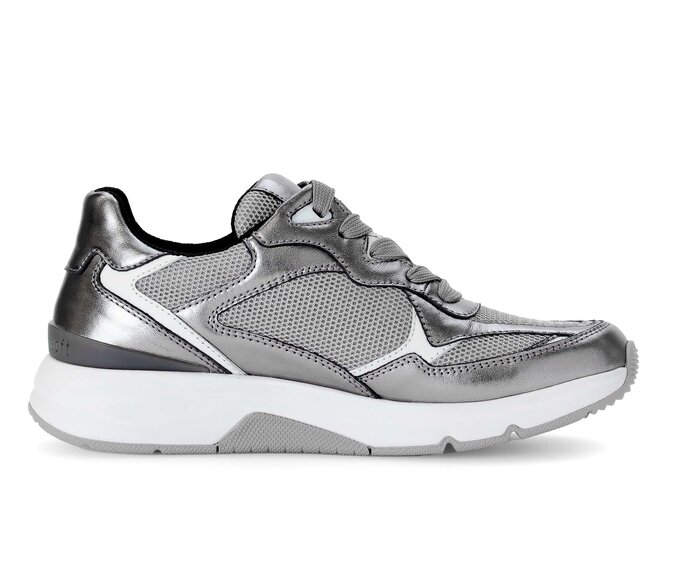 Gabor Damen  Sneaker Low Silber - Materialmix Leder/Lederimitat