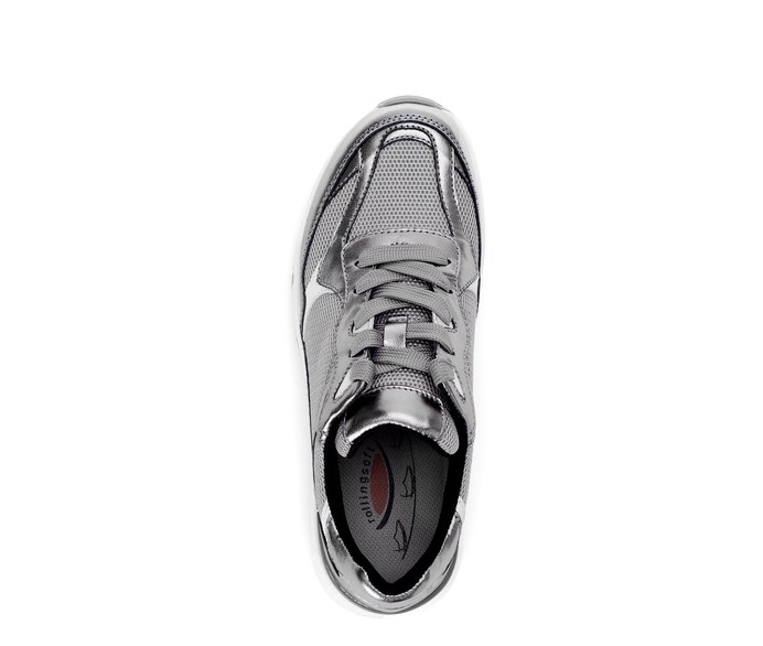 Gabor Damen  Sneaker Low Silber - Materialmix Leder/Lederimitat