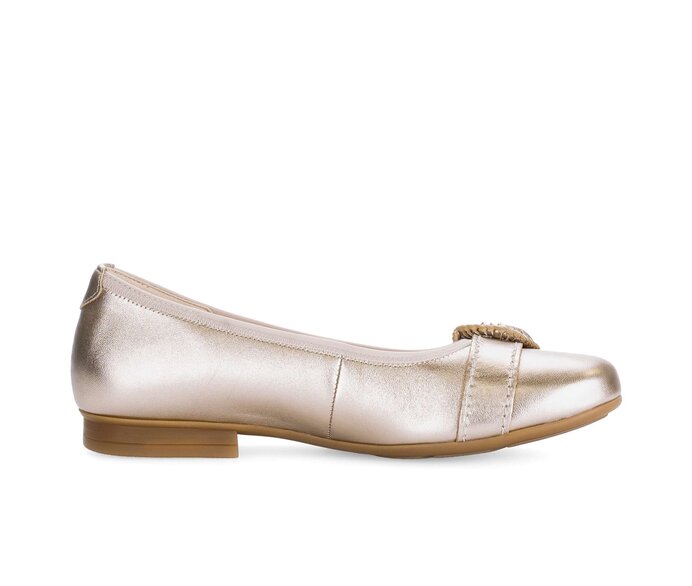 Gabor Damen  Eleganter Ballerina Gold - Effektleder