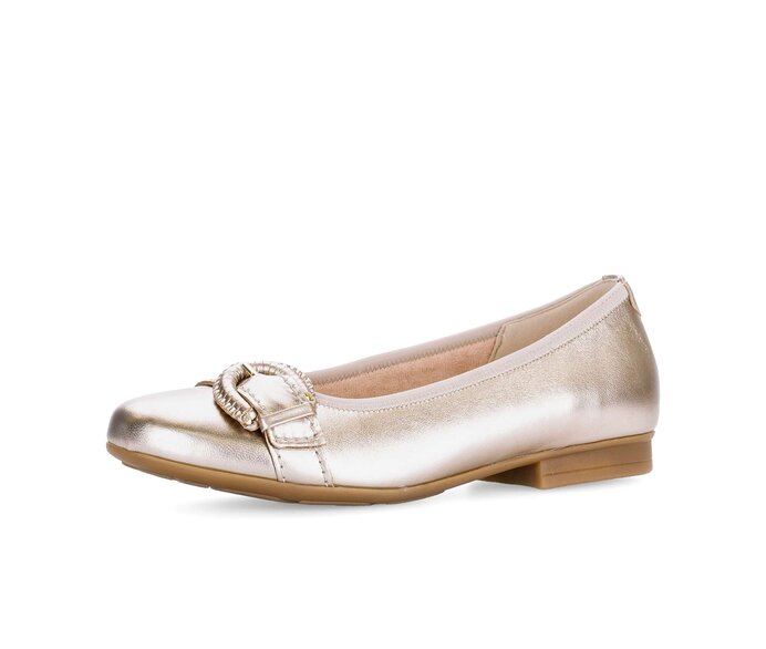 Gabor Damen  Eleganter Ballerina Gold - Effektleder
