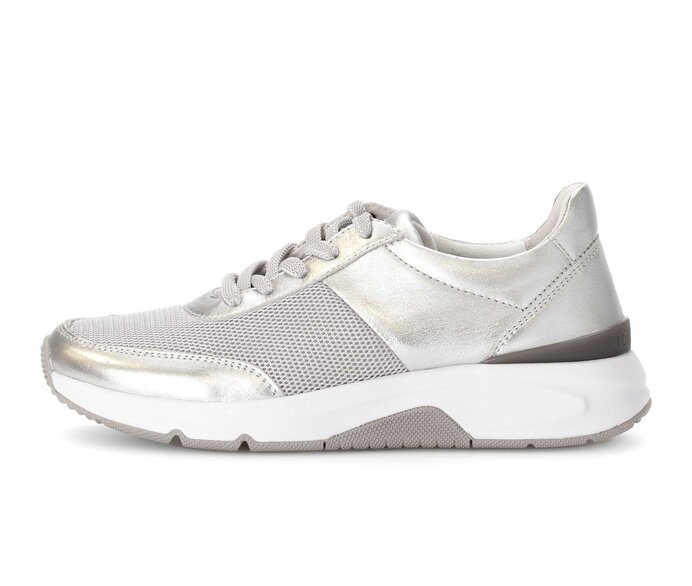 Gabor Damen Sneaker Low Silber - Materialmix Leder/Lederimitat