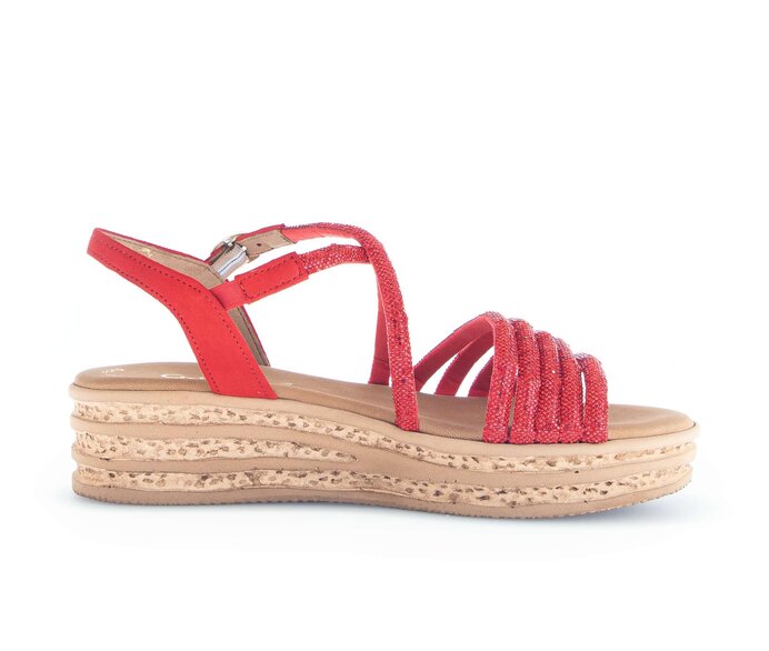 Gabor Damen  Plateau Sandale Rot - Materialmix Leder/Lederimitat