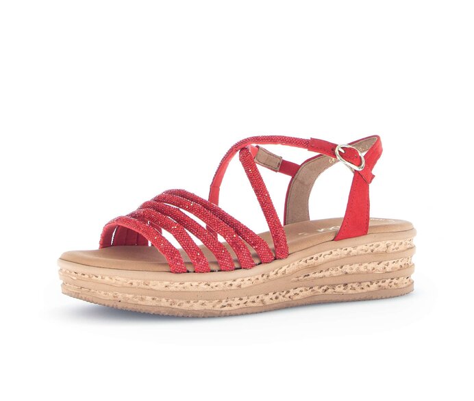 Gabor Damen  Plateau Sandale Rot - Materialmix Leder/Lederimitat