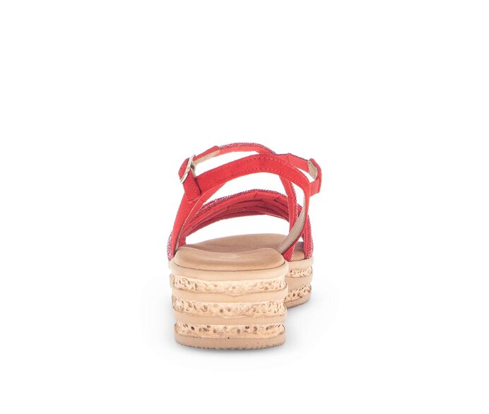 Gabor Damen  Plateau Sandale Rot - Materialmix Leder/Lederimitat