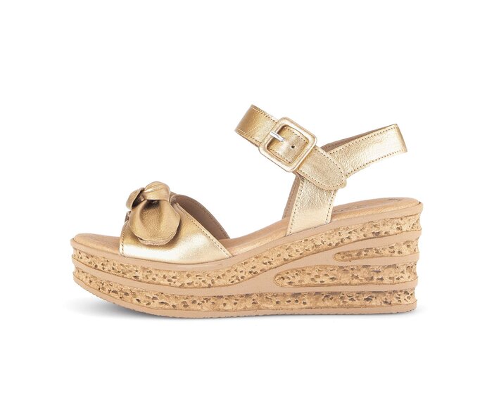 Gabor Damen Keilsandalette Gold - Effektleder