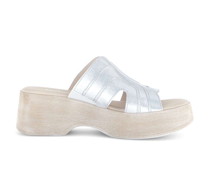 Gabor Damen  Plateau Sandale Silber - Effektleder