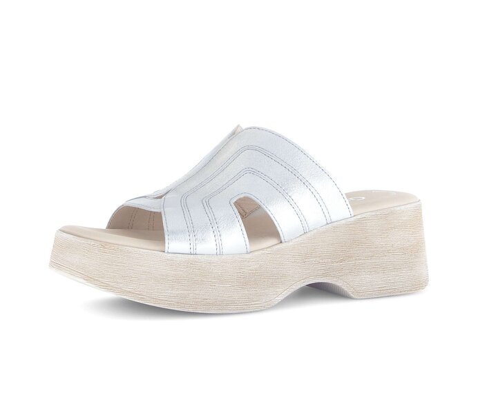 Gabor Damen  Plateau Sandale Silber - Effektleder