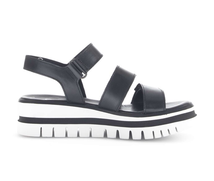 Gabor Damen  Plateau Sandale Schwarz - Glattleder