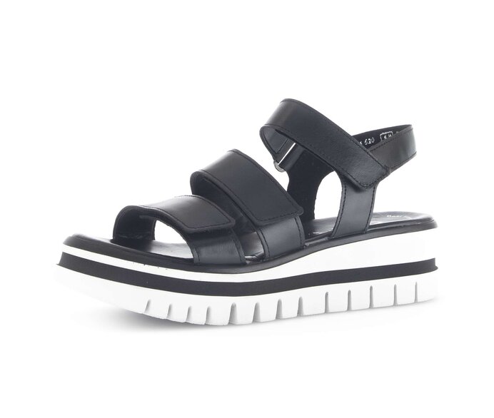 Gabor Damen  Plateau Sandale Schwarz - Glattleder