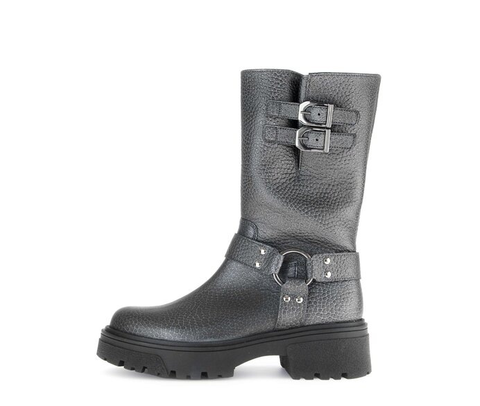 Gabor Damen Biker Boots Silber - Effektleder