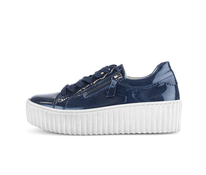 Gabor Damen Sneaker Low Blau - Lackleder
