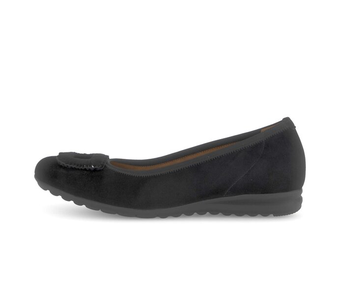 Gabor Damen Sportliche Ballerina Schwarz - Rauleder