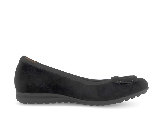 Gabor Damen  Sportliche Ballerina Schwarz - Rauleder