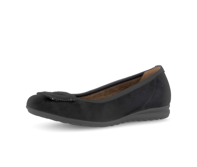 Gabor Damen  Sportliche Ballerina Schwarz - Rauleder