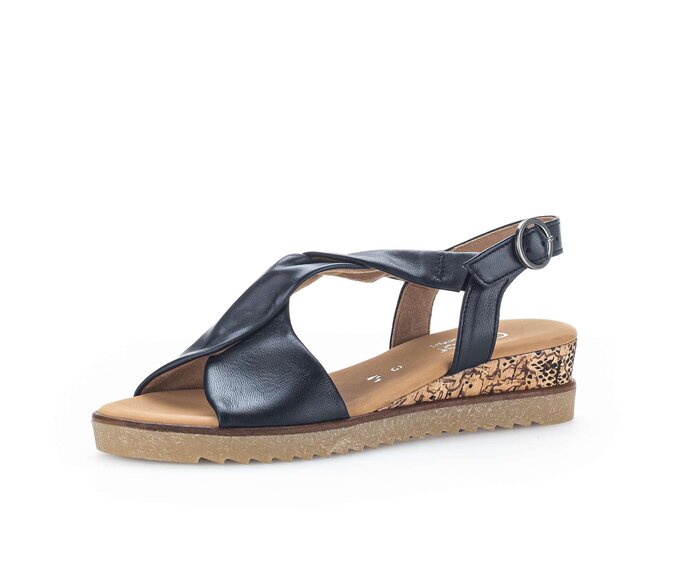 Gabor Damen  Keilsandalette Blau - Glattleder