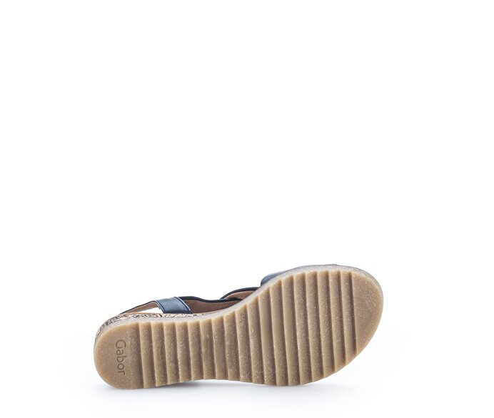 Gabor Damen  Keilsandalette Blau - Glattleder