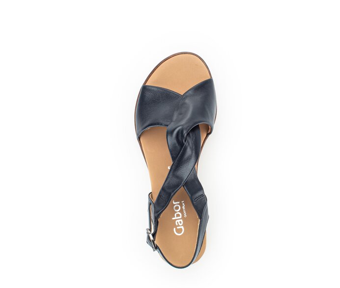 Gabor Damen  Keilsandalette Blau - Glattleder