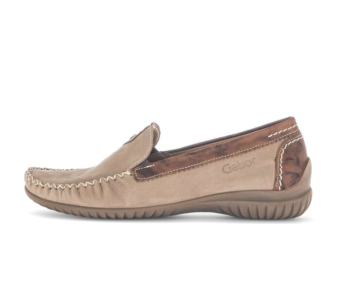 Gabor Damen Mokassin Beige - Materialmix Leder