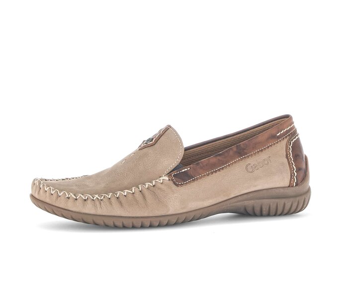 Gabor Damen  Mokassin Beige - Materialmix Leder